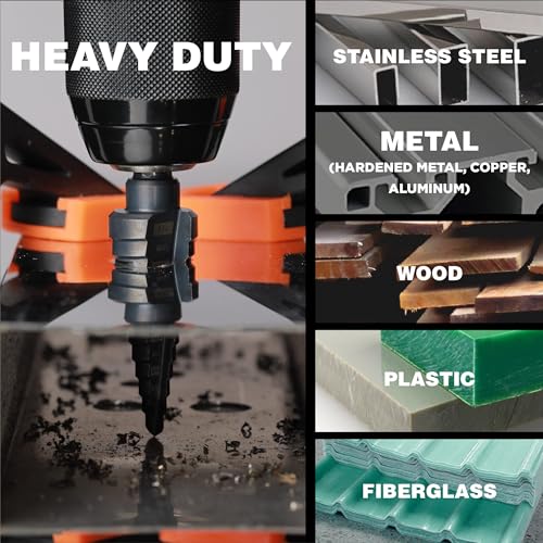 SHARPTOOL 1/4 to 1-1/8 Inches HSS Step Drill Bit, Unibit for Cutting Stainless Steel, Metal, Wood & Plastic