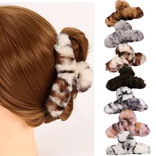 SEVEN LUCKY LIGHT Bow Claw Clip 4 Pcs Hair Bows for Women Satin Silk Fabric Large Claw Clips for Thick Hair
