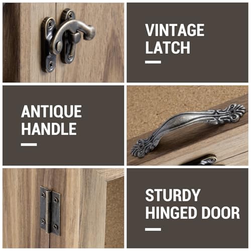 MyGift 11x14 Natural Solid Acacia Wood Deep Shadow Box with Cork Board Backing, Wall Mounted Display Case with Clear Acrylic Front Window Panel, Metal Handle and Latch