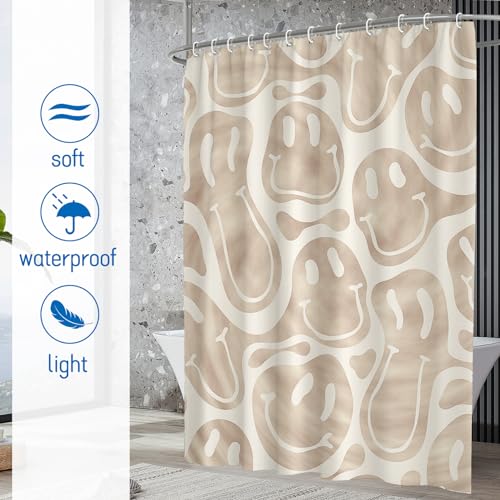 Watbro Retro Hippie Shower Curtain for Bathroom,Cow and Strawberry Shower Curtain,Waterproof Polyester Fabric Bathroom Decor Shower Curtain with 12 Hooks,60x72 Inches,Retro Pink