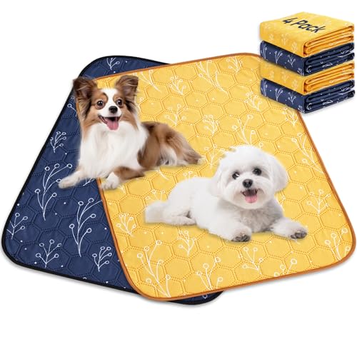 ALTIPOPIC Washable Pee Pads for Dogs, 4 Pack 18'' x 24'' Super Absorbent Reusable Waterproof, Non Slip, Large Whelping, Heavy Duty Puppy Potty Training