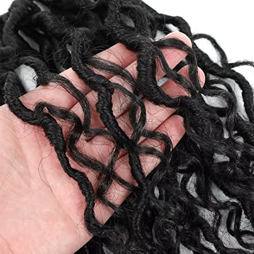 Purple Boho Goddess Locs Crochet Hair 8 Packs 22 inch Purple River Locs Crochet Hair Boho Faux Locs Crochet Hair with Curly Ends Boho Faux Locs Synthetic Hair for Black Women(22inch T1B/Purple#)