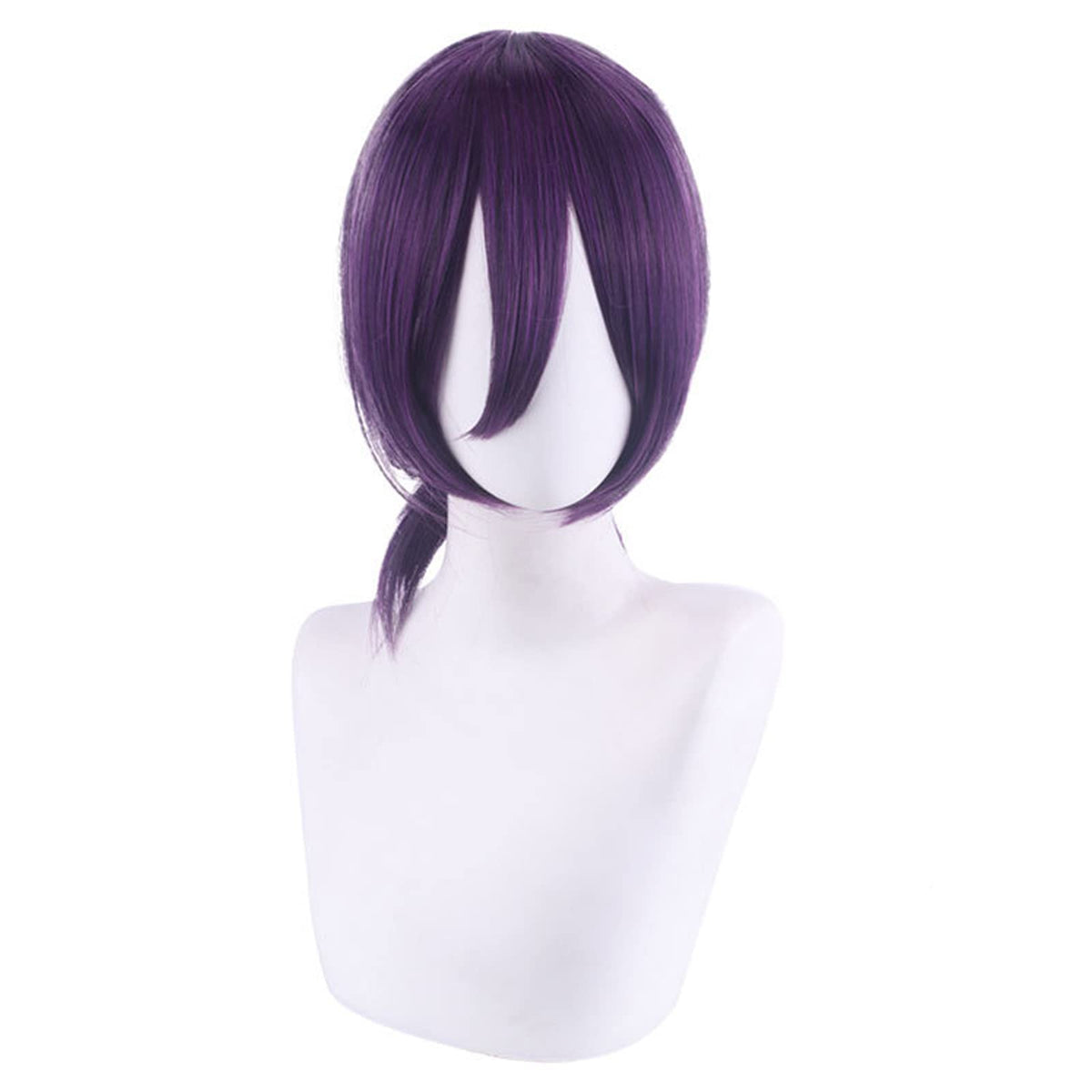 Anogol Hair Cap+Short Purple wig For anime cosplay Synthetic Hair with Bangs For Women Halloween Costumes Party