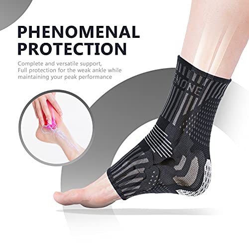 Lusenone Ankle Brace for Women & Men (Pair), Compression Ankle Sleeve- Best Ankle Support Socks for Plantar Fasciitis, Sprained Ankle, Achilles Tendonitis, Foot Pain Relief, Running,Sports