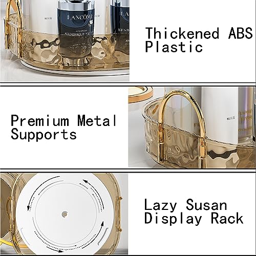 ZHIAI Rotating Makeup Organizer for Vanity, Perfume Organizer Large Bathroom Organizers and Storage, Skincare Organizers Lipstick Toiletry Spinning Holder Countertop 360 Spinning 1 Tier Amber