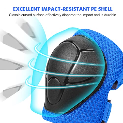 SAMIT Knee Pads for Kids 3-8 Years Boys Girls Protective Gear Set Toddler Knee and Elbow Pads with Wrist Guards 6 in 1 Safety Gear Set for Skating Cycling Bike Rollerblading Scooter Roller Skates