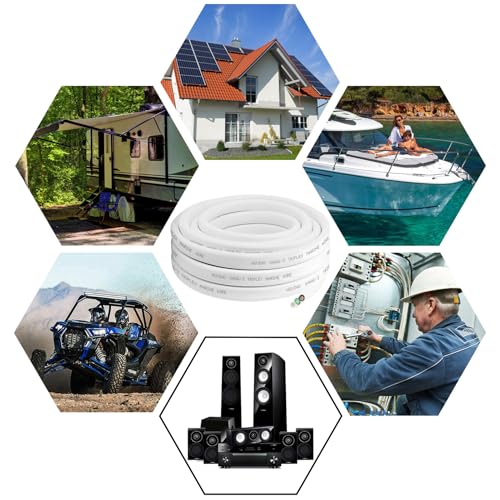 6 Gauge Marine Wire,6 AWG Marine Grade Wire,6/3 Triplex Tinned Copper Boat Cable,6 Gauge Oxygen-Free Copper Cable for Automotive RV Boat Speakers Solar Outdoors - 10ft