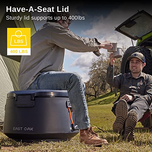East Oak 45 QT Cooler, Portable 44 Cans Ice Chest Box with Removable Lid Leak-Proof Large Outdoor Hard Cooler with Drain and Handle, High-Capacity, Insulated Rotomolded Cooler for Camping, Beach