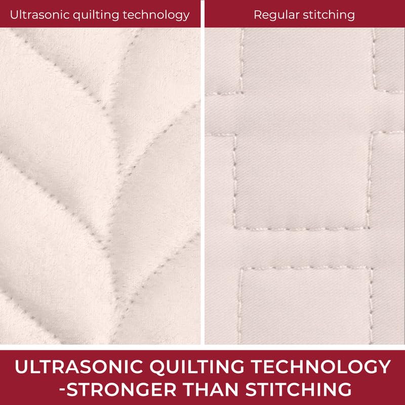 Mellanni Oversized Queen Velvet Quilt Set - Bedding Cover with Shams - Ultrasonic Quilting Technology - 3 Piece Oversized Quilt Set - Bedspreads & Coverlets (Full/Queen, Blush Pink)