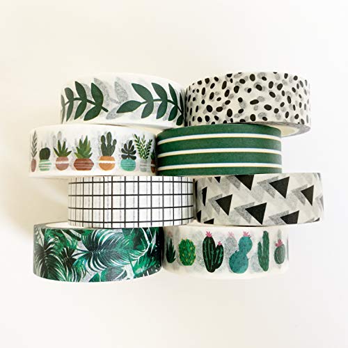 ZYNSHE Washi Tape Set of 16 Rolls of 15 mm Wide Washy Tape Cute Decorative Tape for Journaling, Scrapbooking, Crafts, Bullet Journals, Planners, DIY Decor & Craft Supplies for Adults & Kids (Meadow)