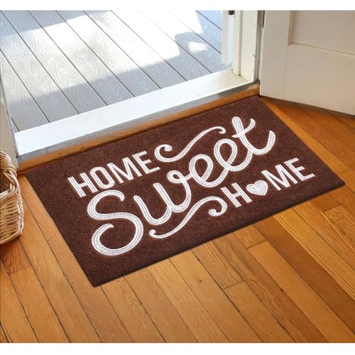 AAZZKANG Yellow Door Mat Outdoor Indoor Decorative Home Sweet Home Doormat with Non Slip Rubber Backing Ultra Absorb Mud Easy to Clean Entryway Mats