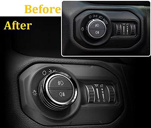Air Conditioner Headlight Switch Knob Cover Trim for Jeep Wrangler JL JLU 2018 2019 2020 2021 Gladiator JT 2020 Aminum Alloy AC Button Trims (Black, 4PCS)