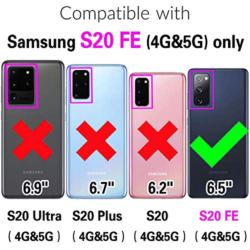 Phone Case for Samsung Galaxy S20 FE 5G 6.5 inch Wallet Cover with Screen Protector and Mirror Card Holder Crossbody Strap Cell S 20 EF UW S20FE5G S20FE 20S S2O Fan Edition 4G G5 Women Girls Men Black