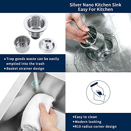 ATTOP 30 Inch Single Bowl Undermount Kitchen Sink,Nano Coating Stainless Steel Handmade Undermount Single Bowl Sink