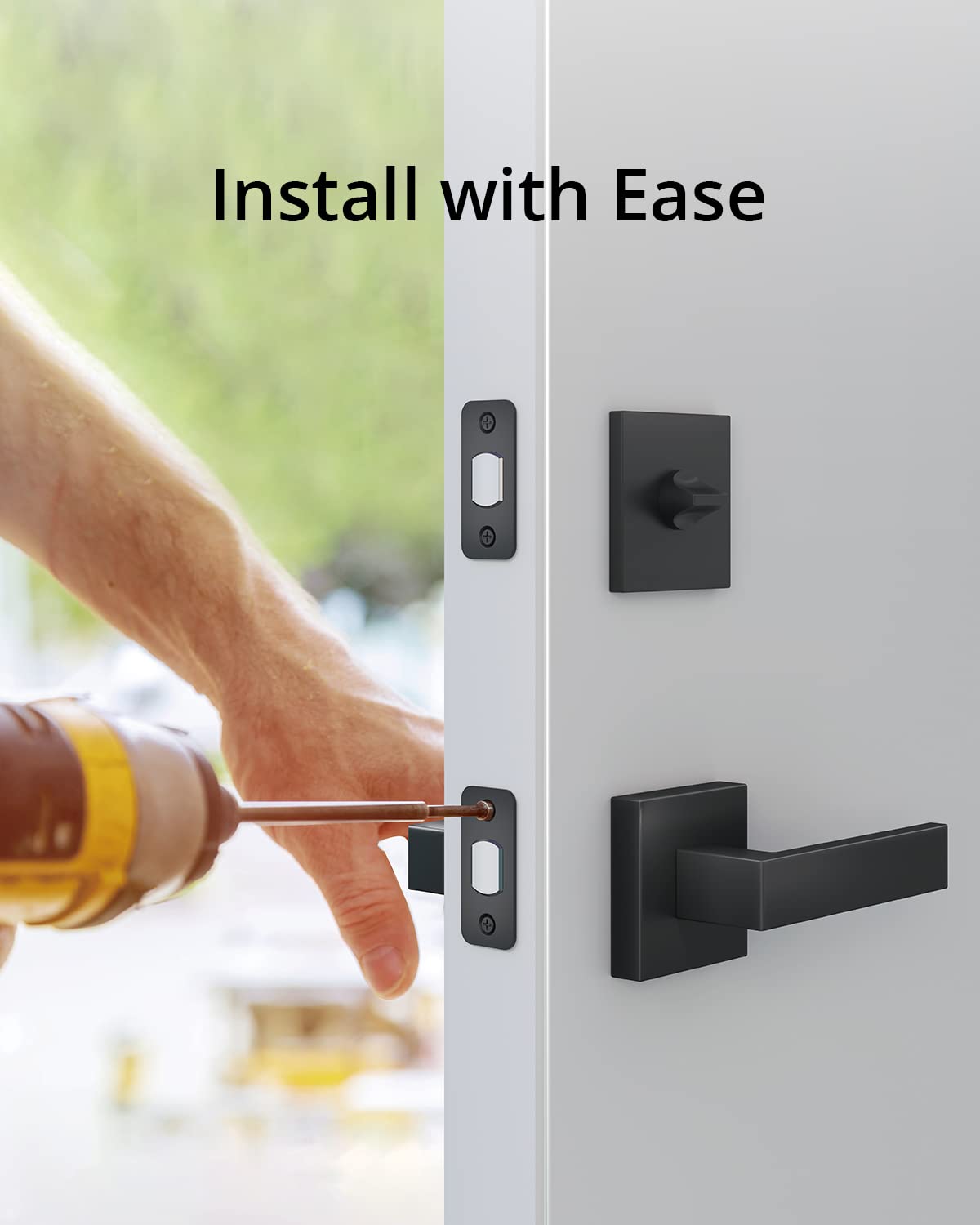 eufy Security Square Door Handle - Easy Installation, Fits All - Matte Black