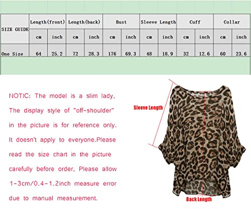 Rokou Women Chiffon Blouse Floral Batwing Sleeve Beach Loose Tunic Shirt Tops (NewC29)