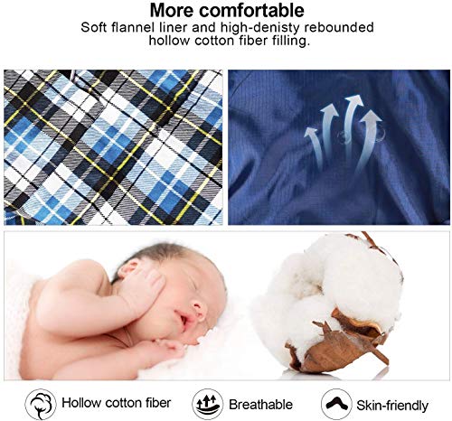 REDCAMP Cotton Flannel Sleeping Bag for Adults, XL 32F Comfortable, Envelope with Compression Sack Blue 2lbs(95"x35")