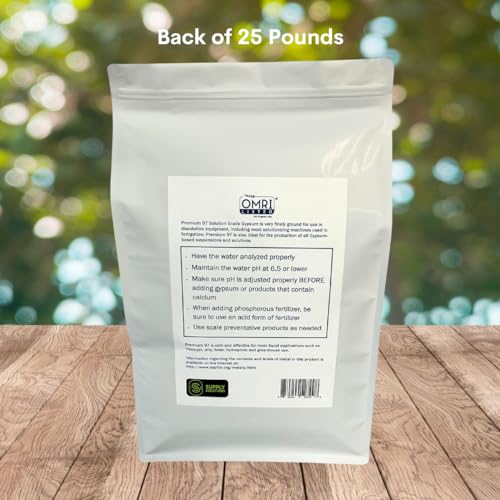 Supply Solutions Gypsum Powder - Purest and Soluble Houseplant Food Fertilizer for Indoor Plants, Outdoor, Lawn, Vegetables - Indoor Plant Nutrients, Improve Plant Growth (25 Pounds)