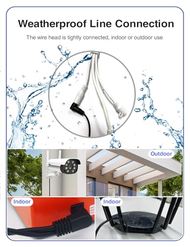 VOLTKARE 【10 Nail-in Cable Clips】 DC Power Extension Cable, 3.28FT 1M, 5.5mm x 2.1mm, 90 Degree Right Angle Ends, Male to Male, for Security Cameras,LED Lights, Guitar Effect Pedal(2Pack)