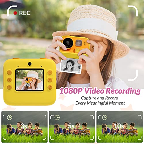 Mafiti Kids Camera Instant Print, 48MP Digital Camera Selfie 1080P Video Camera with 32G TF Card, Toys Presents for Girls Boys Aged 3-12 for Christmas/Birthday/Holiday (Orange)