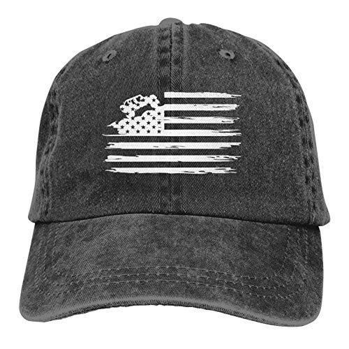 HHNLB Leather American Flag Trucker Hat, Adjustable USA Flag Car Baseball Cap Distressed Retro Washed for Men Women Black