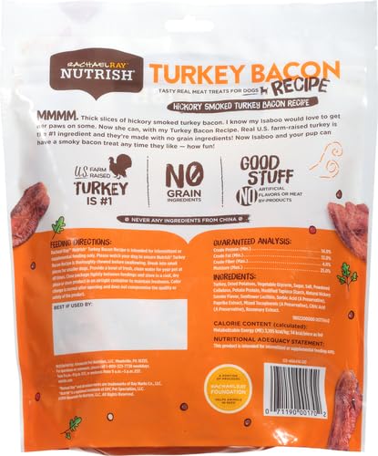 Rachael Ray Nutrish Turkey Bites Real Meat Grain Free Dog Treats, Turkey Recipe with Hickory Smoked Bacon Flavor, 12 Ounces (Packaging May Vary)