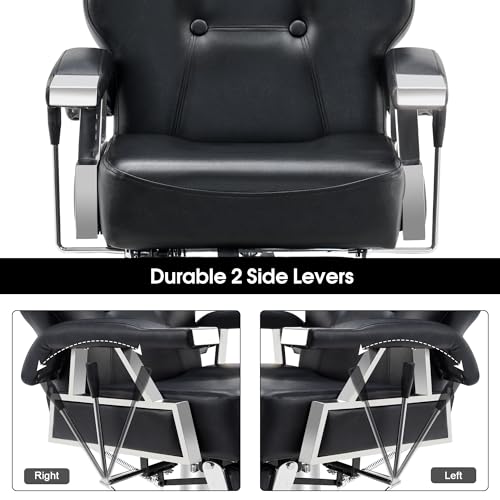 BarberPub Heavy Duty Recline Barber Chair All Purpose Hydraulic Salon Chair for Hair Stylist Spa Beauty Shampoo Equipment 8706 (Black)