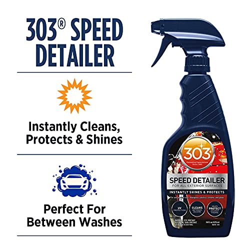 303 Products Speed Detailer - For All Exterior Automotive Surfaces - Instantly Shines And Protects Paint - Cleans Between Washes - UV Protection, 16 fl. oz. (30216CSR) Packaging May Vary