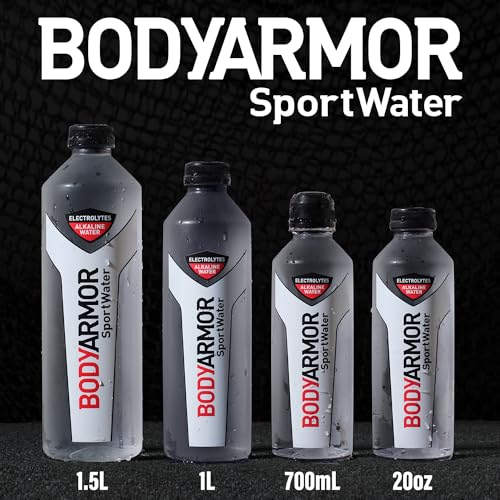 BODYARMOR SportWater Alkaline Water, Superior Hydration, High Alkaline Water pH 9+, Electrolytes, Perfect for your Active Lifestyle, 1 Liter (Pack of 6)