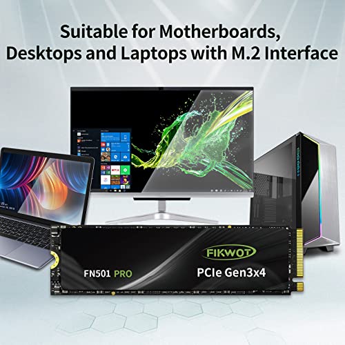 Fikwot FN501 Pro 256GB NVMe SSD - M.2 2280 PCIe Gen3 x4 Internal Solid State Drive with Graphene Cooling Sticker, Up to 3,500MB/s, SLC Cache 3D NAND TLC, Compatible with Laptop & PC Desktop
