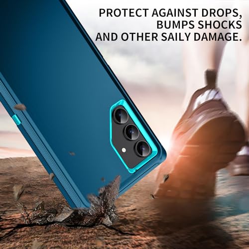 Mieziba for Galaxy S21 5G Case, Heavy Duty Shockproof Dust/Drop Proof 3 Layers Full Body Protection Rugged Cover Case for Galaxy S21 6.2 inch,Turquoise