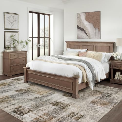 Area Rug Living Room Rugs: 3x5 Soft Modern Abstract Fluffy Rug with Non-Slip Backing, Washable Indoor Plush Throw Rug Small Accent Carpet for Bedroom Dining Room Nursery Home Office - Beige/Gray