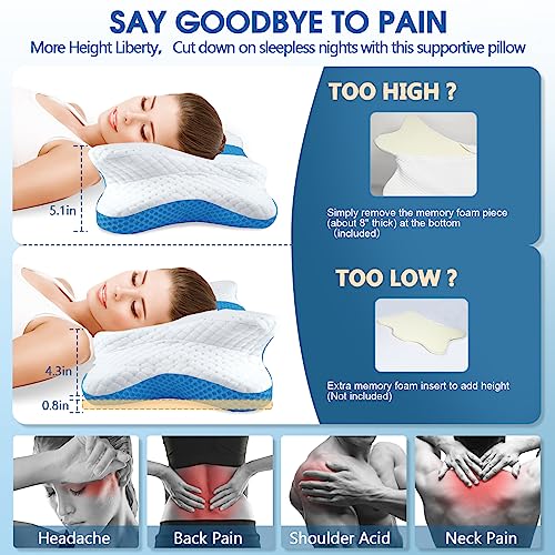 5X Pain Relief Cervical Pillow for Neck and Shoulder Support,Hollow Design Cervical Memory Foam Pillows, Orthopedic Ergonomic Neck Pillow,Contour Bed Pillow for Side,Back,Stomach Sleeper…