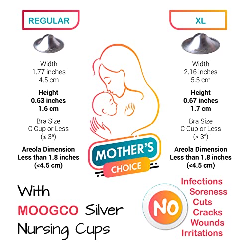 Moogco The Original Silver Nursing Cups - Nipple Shields for Nursing Newborn - Breastfeeding Essentials - Newborn Essentials Must Haves - Nipple Covers Breastfeeding - 925 Silver