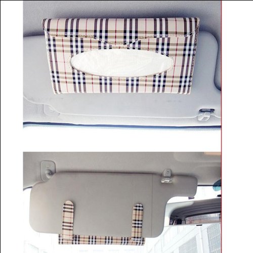Car Tissue Holder Visor Tissue Holder Tissue Car Holder Plaid Paper Towel Napkin Holder Box Tissue Case Cover for Car Sun Visor Napkin Holder
