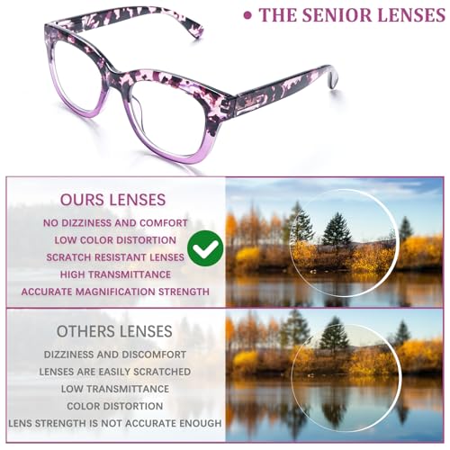fadbon 4 Pack Progressive Multifocus Reading Glasses for Women Blue Light Blocking Multifocal Readers with Spring Hinge (Mix Color, 1.00, x)