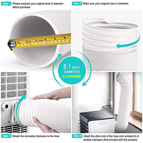 Jin&Bao Air Conditioner Hose, Portable Exhaust Vent Hose with 5.1‘’ (5‘’) Diameter, Clockwise AC Hose Length to 78 Inch, Universal Replacement AC Vent Hose for Many Portable AC