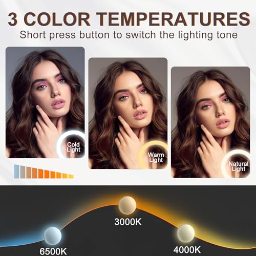 Hasipu Hollywood Vanity Mirror with Lights, 10" x 14" LED Makeup Mirror, 3 Modes Light, Smart Touch Control Dimmable, 360ยฐRotation, Rounded Rectangle White Frame