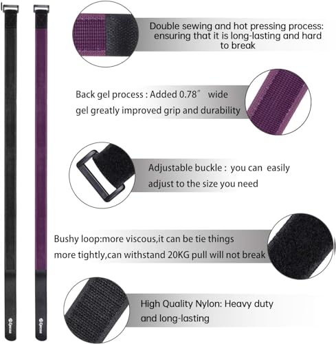 Epessa Bike Rack Strap Bike Wheel Stabilizer Straps, Bike Strap with Stonger Gel Grip, Adjustable Bicycle Wheel Strap, Bike Tie Down Straps, Bike Straps for Rack(2XPurple)