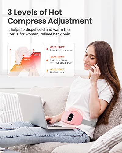 iDOO Heating Pad for Period Cramps, FSA HSA Eligible, Portable Cordless Back Belly Heat Pad for Menstrual Cramp Relief, Christmas Gifts for Women and Girl, Electric Period Heating Belt, Pink