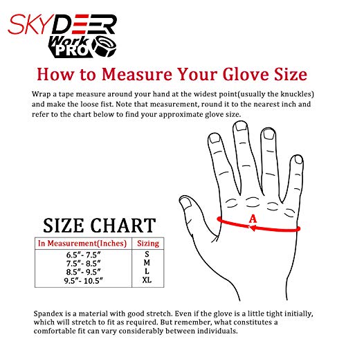 SKYDEER Touch Screen Leather Work Gloves for Men, Impact Protection, Vibration Reduction, Machine Washable Gardening Gloves (SD8820/M)