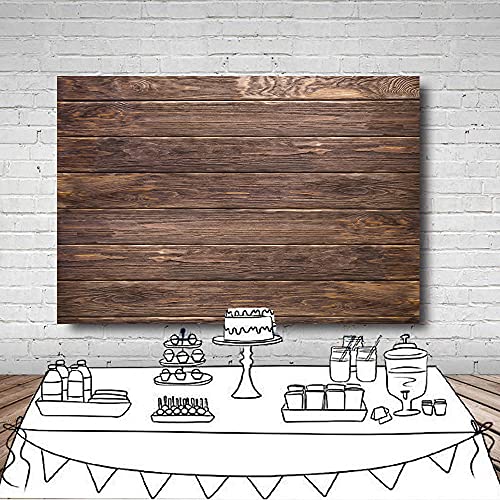 LYWYGG 5x3ft Thin Vinyl Brown Wood Backdrop Photographers Retro Wood Wall Background Cloth Seamless CP-19-0503