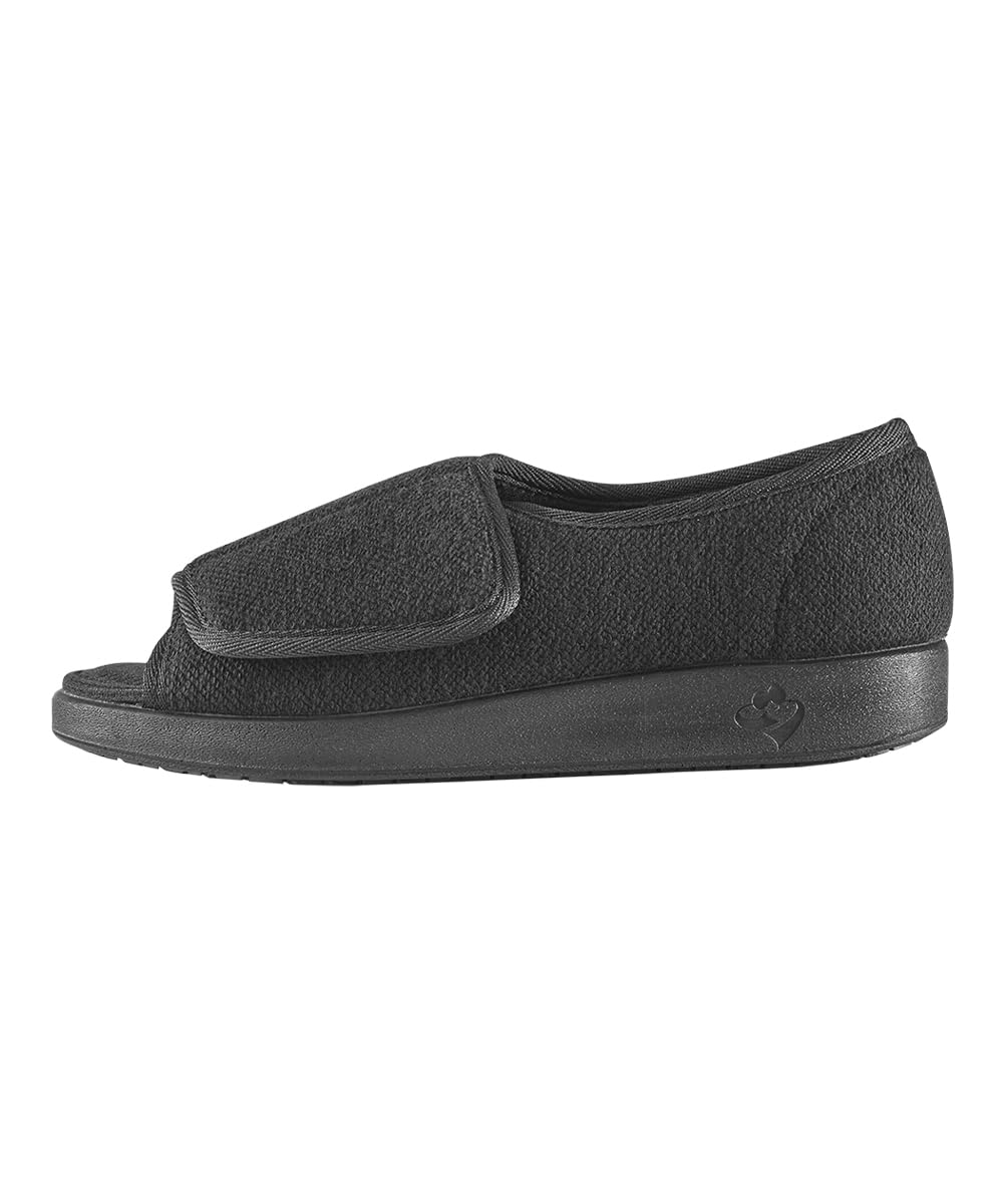 Silverts Diabetic Shoes for Women Wide Width, Diabetic Slippers for Women Wide Width, Shoes for Edema and Swollen Feet, Slippers for Elderly to Prevent Falls - Black/Black 9