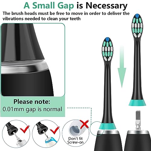 Zegupal Toothbrush Heads Compatible with Philips Sonicare Electric Toothbrush, 4Pcs Diamond Brush Heads,4Pcs Standard Clean Brush Heads,8 Black Medium Toothbrush Heads