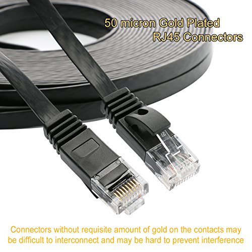 Cat 6 Ethernet Cable 35 ft, Outdoor&Indoor 10Gbps Support Cat8 Cat7 Network, Flat Internet RJ45 LAN Patch Cords, Cat6 Fast Speed Computer Wire with Clips for Router, Modem, PS4/5, Xbox, Gaming, Black
