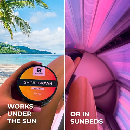BYROKKO Shine Brown Tanning Oil 7.1 Fl Oz, Tan Accelerator Cream, Use it as Indoor Tanning Lotion for Tanning Beds or Outdoor Sun, Faster Tanning with Premium Natural Ingredients