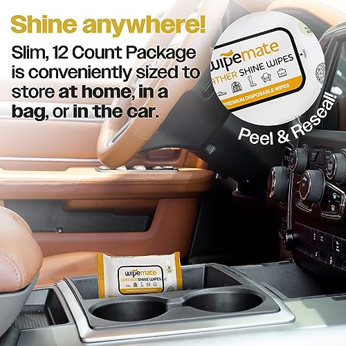 WIPEMATE Leather Individually Wrapped Leather Cleaning & Conditioning Shine Wipes for Leather Apparel, Furniture, Bags, Automobile, Shoes & ALL Other Leather Accessories – (30 Count)