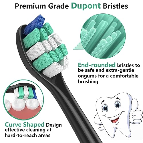Zegupal Toothbrush Heads Compatible with Philips Sonicare Electric Toothbrush, 4Pcs Diamond Brush Heads,4Pcs Standard Clean Brush Heads,8 Black Medium Toothbrush Heads