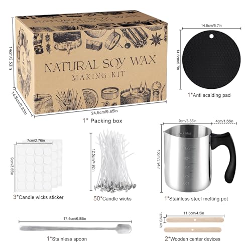 Wfmolcand Candle Making Kits for Adults,Beginner,Kids, Soy Wax, Making Supplies Include 2 LB Soy Wax Flakes,50 Candle Wick, Centering Devices, Melting Pot