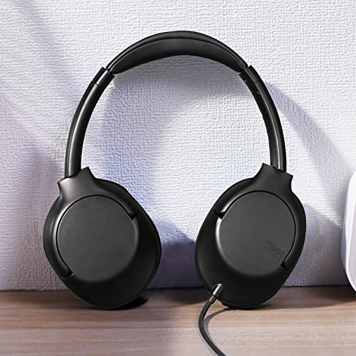 noot products A319 Over Ear Wired Headphones with Volume Control, Microphone, Adjustable Headband and 3.5mm Audio Jack for School Home Work Computer Chromebook (Black)